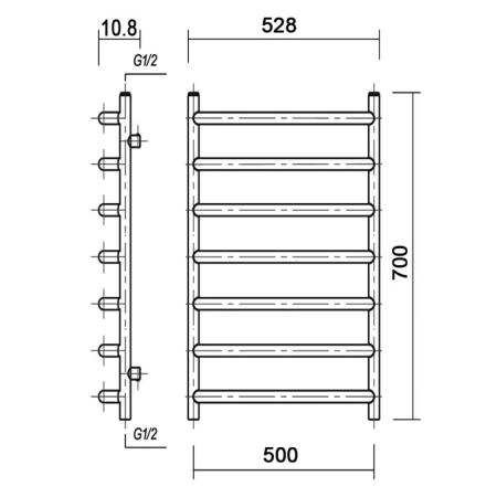 Водяной полотенцесушитель Domoterm Лаура П7 50x70 бронза