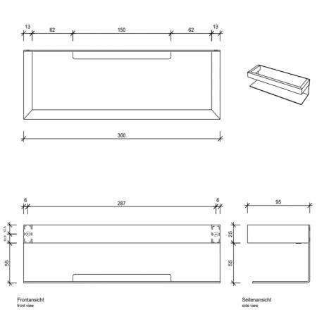 Decor Walther Contract Полочка для душа 30х9.5х8 см, цвет: полированная сталь