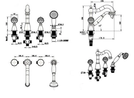 Смеситель на борт ванны Boheme Imperiale золото 392