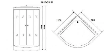 Душевая кабина Niagara Ultra NG-1910-01L (1200х800х2200) высокий поддон(48см) стекло ТОНИРОВАННОЕ