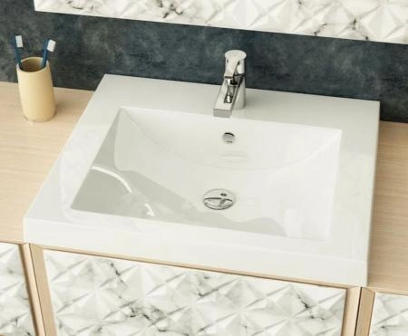 Раковина для ванной полувстраиваемая Uperwood Eva 75 см, прямоугольная, белая