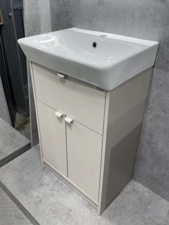Тумба c раковиной Comforty Руза-50 00-00022855CF напольная серый шелк с ручками серый шелк с раковиной COMFORTY 9055RA-50