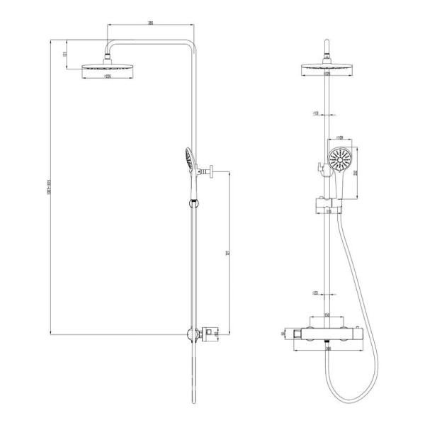 Душевая система Lemark Bronx LM3770BL для душа термостат , черный