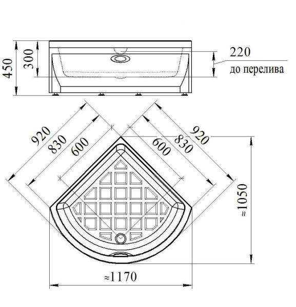 Высокий поддон к душевому углу Соул 1 90 (поддон на раме-подставке с устройством слива, фронтальная панель)