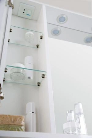 Шкаф Belbagno MARINO Bianco Lucido зеркальный подвесной с подсветкой MARINO-SPC-1000/750-2A-BL-P