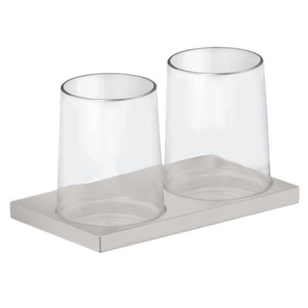 Держатель на два стакана KEUCO Edition 11 Прозрачный/никель шлифованный 11151059000