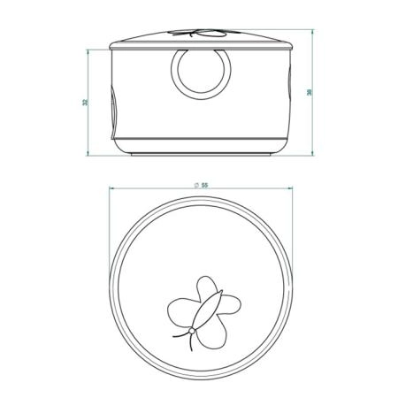 THG CAPUCINE VERT DECOR PLATINE Коробка для таблеток керамическая, круглая ø55 мм., настольная, декор платина/зеленый, цвет: белый