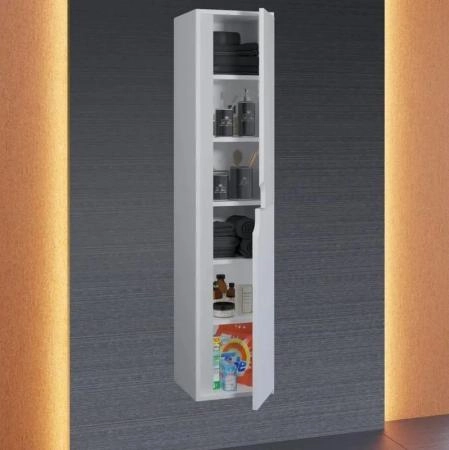 Шкаф-пенал для ванной Uperwood Modul, подвесной, с дверцами, глянцевый, белый