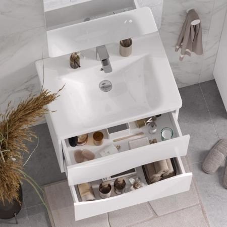 Тумба для ванной Volna Grey 60.2Y Белый/серый оникс подвесная (Миранда) раковина отдельно