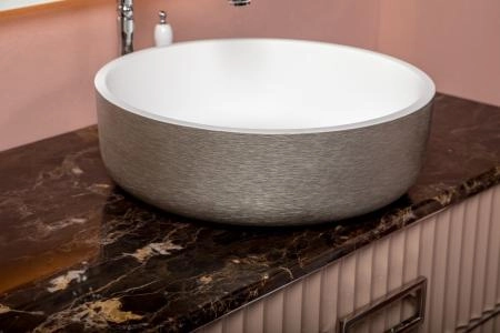 Раковина Boheme LV204 Corian серебро 41,5*14см 819-SL