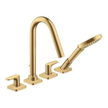 Axor Citterio M Смеситель для ванны, на 4 отв., с ручным душем, цвет: шлифованное золото