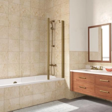 Шторка на ванную Vegas-glass E2V LUX ST 115 05 01 R, профиль бронза, стекло прозрачное
