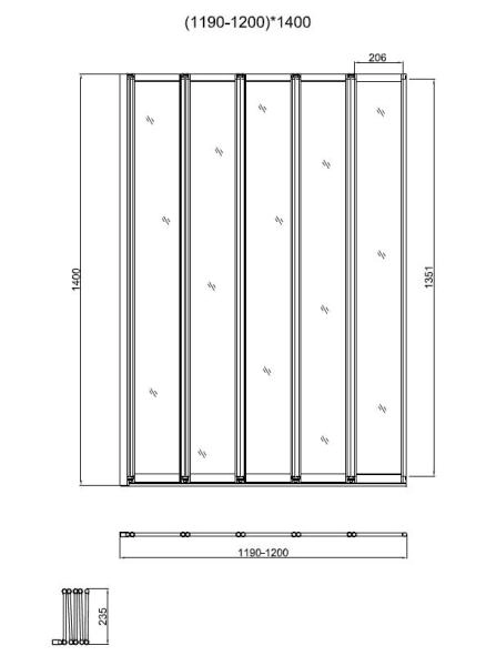 Шторка на ванну Vincea VSB-32120CL, 1200*1400, хром, стекло прозрачное