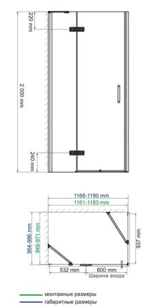 Душевой уголок WasserKraft Aller 10H10L 120x100 см, прямоугольник, левая распашная дверь