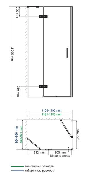 Душевой уголок WasserKraft Aller 10H10L 120x100 см, прямоугольник, левая распашная дверь