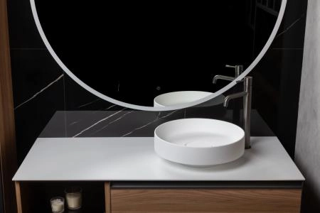 Раковина накладная Boheme SOLE Corian 400*130 Matt White 801-MW