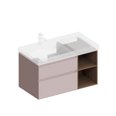 Тумба Kerama Marazzi CUBO КУБО CUB.90.2Lh\MAL.N левая подвесная с ящиками 90, мальва матовая-древесная