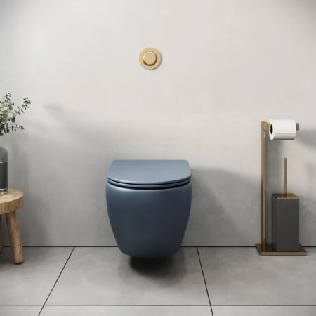 Унитаз Grossman GR-4455BLMS Color (485*360*375) СИНИЙ МАТОВЫЙ подвесной Безободковый с тонкой крышкой