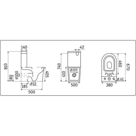 Унитаз CeramaLux NS-2176 68 см напольный микролифт