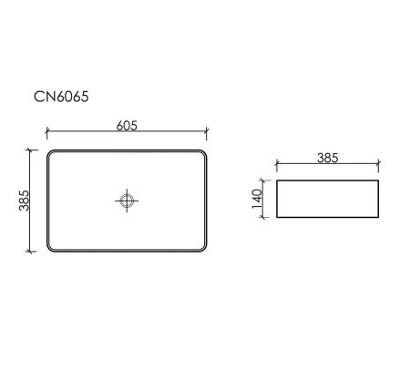 Умывальник чаша накладная прямоугольная со сливом переливом Element 605x385x140мм