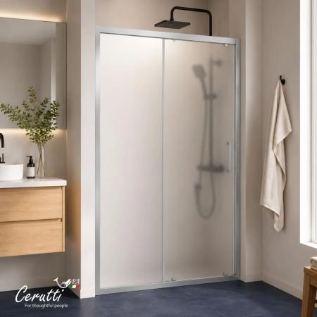 Душевая дверь СeruttiSPA GLORIA D120F (120x195) стекло матовое, алюм. полир.проф. БЕЗ ПОДДОНА
