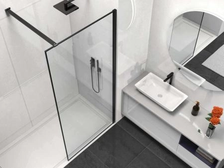 Душевая перегородка Vincea Walk-In VSW-1HS100CLB, 1000*2000, черный матовый, стекло прозрачное