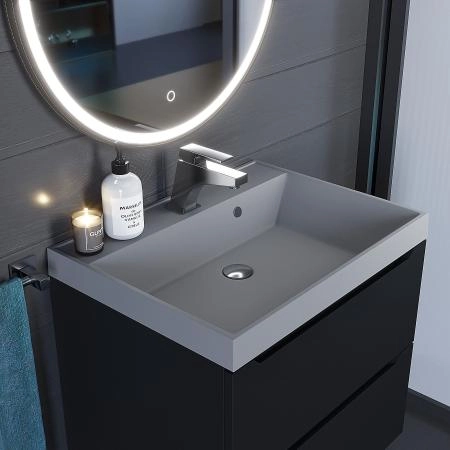 Раковина кварцевая Uperwood Classic Quartz 60 см, серая матовая, бетон