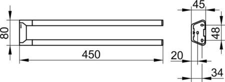 Полотенцедержатель KEUCO REVA 12818010000 двойной хром 450 мм