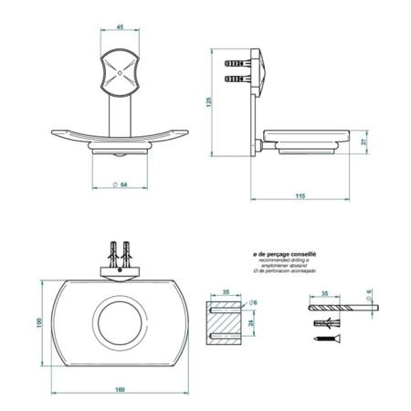 THG Infini white porcelain Мыльница стеклянная, подвесная, цвет: хром