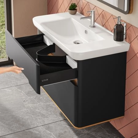 Тумба с раковиной  VitrA Sento  60838 100 см матовая антрацит МДФ
