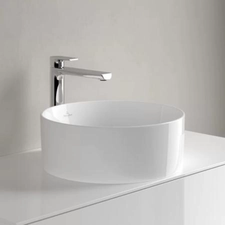 Villeroy&Boch Collaro Раковина накладная 400*400*145h, без отв. под смеситель, без перелива, TitanCeram, цвет альпийский белый
