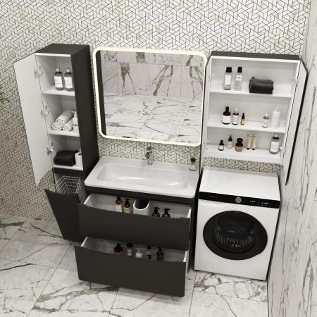Тумба напольная Style Line Бергамо мини 90 (2 ящ.) Люкс антискрейтч черный, PLUS
