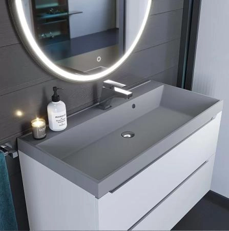 Раковина кварцевая Uperwood Classic Quartz 100 см, серая матовая, бетон