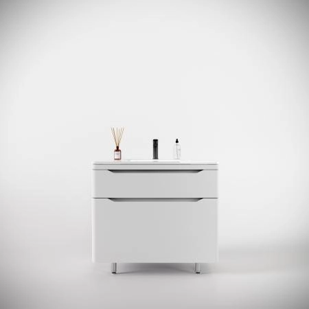 Тумба напольная Style Line Марелла 90 (2 ящ.) Люкс антискрейтч белый матовый, PLUS