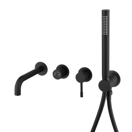 Смеситель встроенный + ручной душ + излив Boheme Uno Black 464-3-B