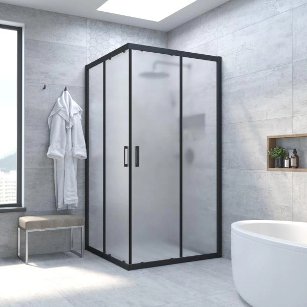 Душевой уголок Vegas-glass ZA NOVO h2000 70 02М 10, профиль черный матовый, стекло сатин