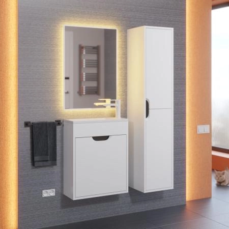 Тумба под раковину для ванной Uperwood Modul 50 см, подвесная, матовая, белая/графит
