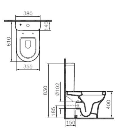 Унитаз Vitra Zentrum Open-Back 9012B003-7204 с сиденьем микролифт 60 см, смыв Geberit