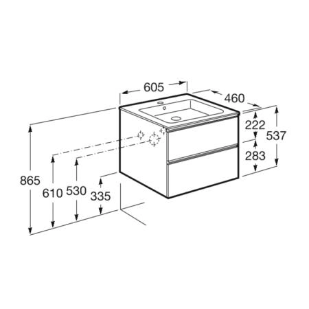 Roca The Gap Тумба подвесная 60x45x51см, с 2 ящиками, цвет: белый