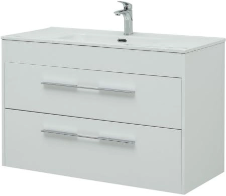 Тумба под раковину Aquanet Августа 100 белый (ручка хром)