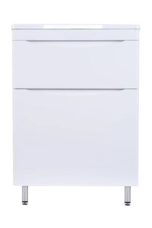Тумба напольная Style Line Бергамо мини 60 (2 ящ.) Люкс антискрейтч белый, PLUS