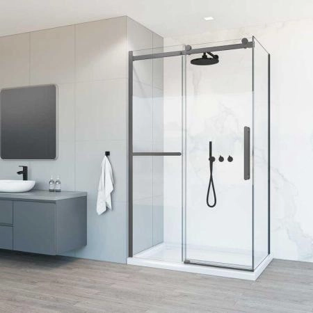 Душевой уголок Vincea Como Soft VSR-1CS9013CLGM, 1300*900, вороненая сталь, стекло прозрачное