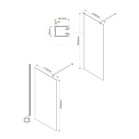 Душевая перегородка Vincea Walk-In VSW-1H120CG,1200*2000, хром, стекло тонированное