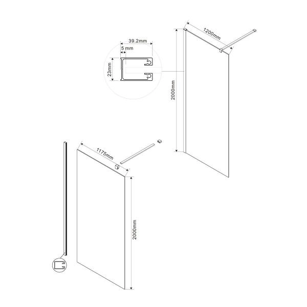 Душевая перегородка Vincea Walk-In VSW-1H120CG,1200*2000, хром, стекло тонированное