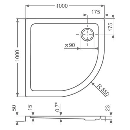 Душевой поддон Roltechnik Flat round 8000117 100x100