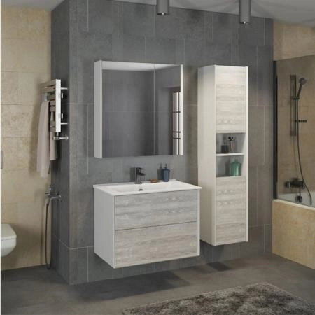 Зеркало шкаф Comforty Женева-75 дуб белый