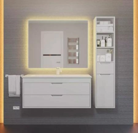 Тумба под раковину для ванной Uperwood Modul 100 см, подвесная, глянцевая, белая