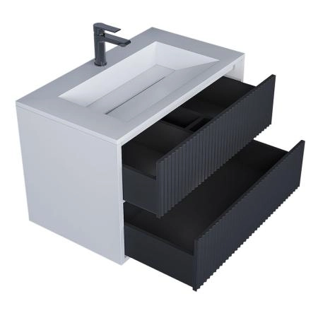 Тумба под раковину для ванной Uperwood Next Premium подвесная, 100 см, белая/графит, 2 ящика