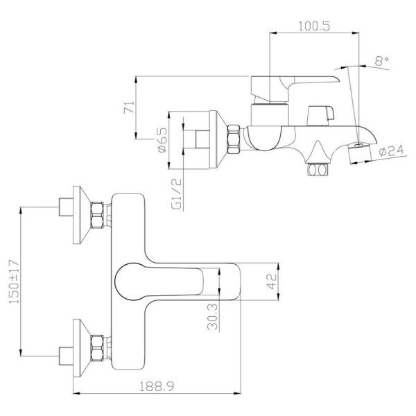 Смеситель Rossinka W35-31 для ванны