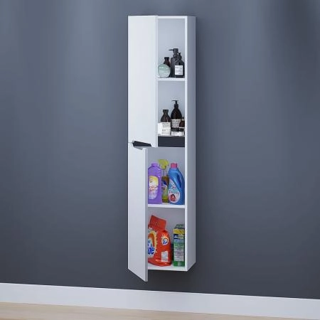 Шкаф-пенал для ванной Uperwood Tanos 33*27*150 см, подвесной, белый/графит, левый